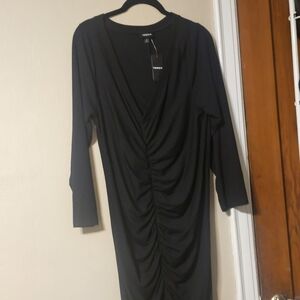 Torrid Black Long Sleeve Ruched Dress